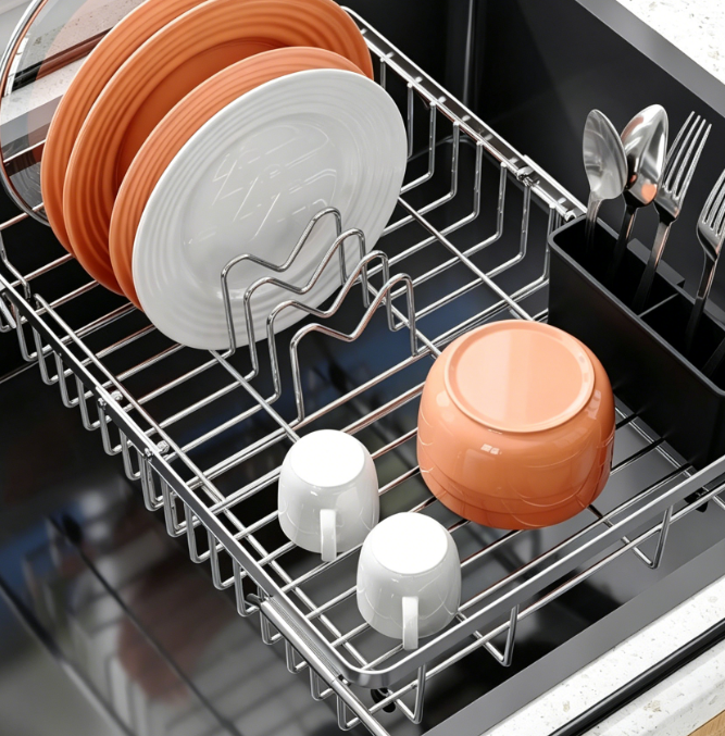 Expandable In-Sink Dish Rack – Stainless Steel Hanging Drainer